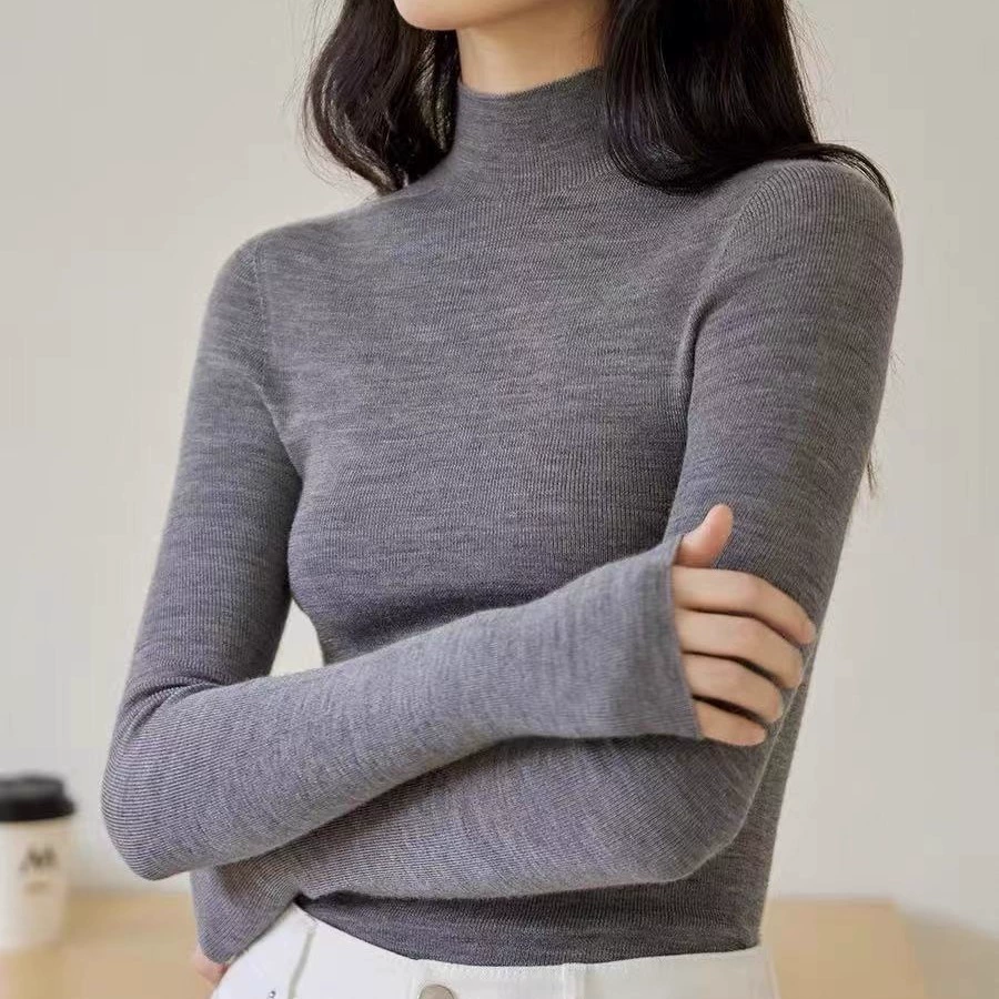  Woolen knitted sweater, high collar
