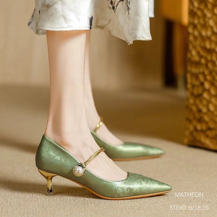 2025 Autumn New Style Chinese-Style Elegant Casual Fashion High-Heeled Shoes For Women With Pointed And Closed Toe_vogvips.com