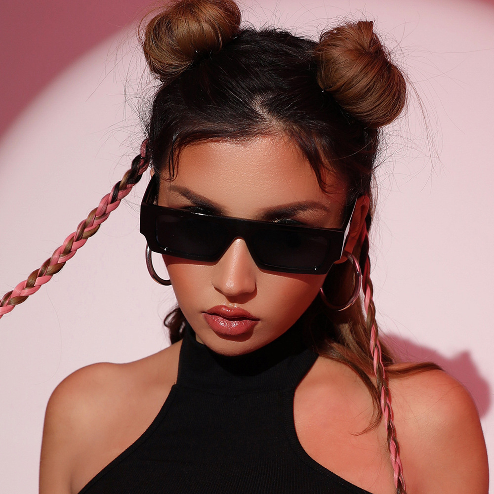 55g Weight Full Frame Glasses Structure Sunglasses Classification Ac, UV400 Protection Lens Material Square Glasses Style Street Occasion Solid Color Pattern Women'S Gender Cool Style Style Grey, Pink, Black Color Cool Style Solid Color Ac UV400 Protection Square Full Frame Women's Sunglasses 3
