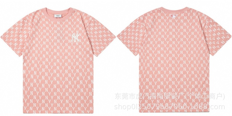 クロスボーダー25ss刺繍MLB春夏全面プリントロゴ半袖男女兼用ゆったりカジュアルTシャツ純綿快適|undefined