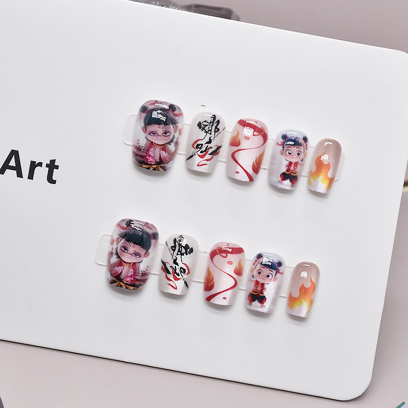 2026 nuevo parche de uñas de Nezha productos terminados de uñas desmontables prefabricadas de uñas vestibles estudiantes de uñas