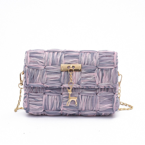 Women's bag new versatile diy snow yarn woven bag handmade material bag fashion chain shoulder crossbody bag