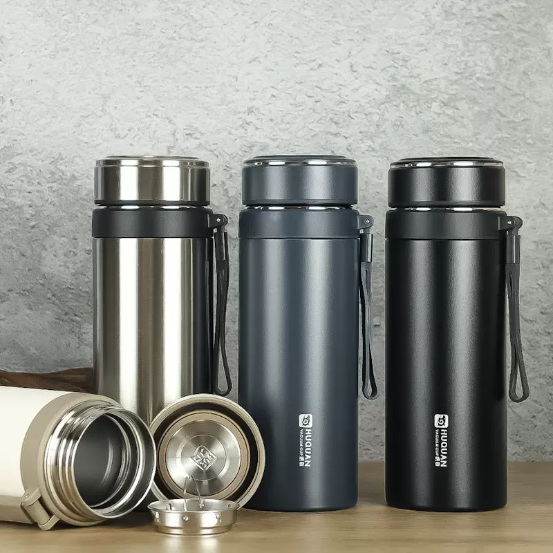 男士不锈钢保温杯提绳车载水杯便携商务高档办公杯印字刻字茶杯子