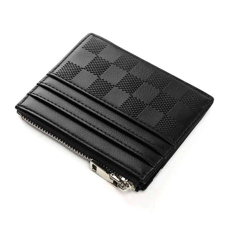 2024新款拉鏈超薄卡包 多卡位短款純色卡包證件駕駛證小錢包批發