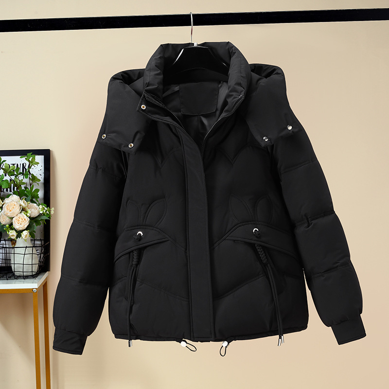 2024 invierno nuevo estilo europeo chaqueta de algodón de pluma de moda mujer con sombrero de diseño de algodón chaqueta de algodón corta de moda image 7