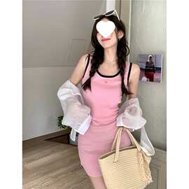 跨境现货辣妹针织背心连衣裙女夏季吊带裙修身包臀裙短裙裙子