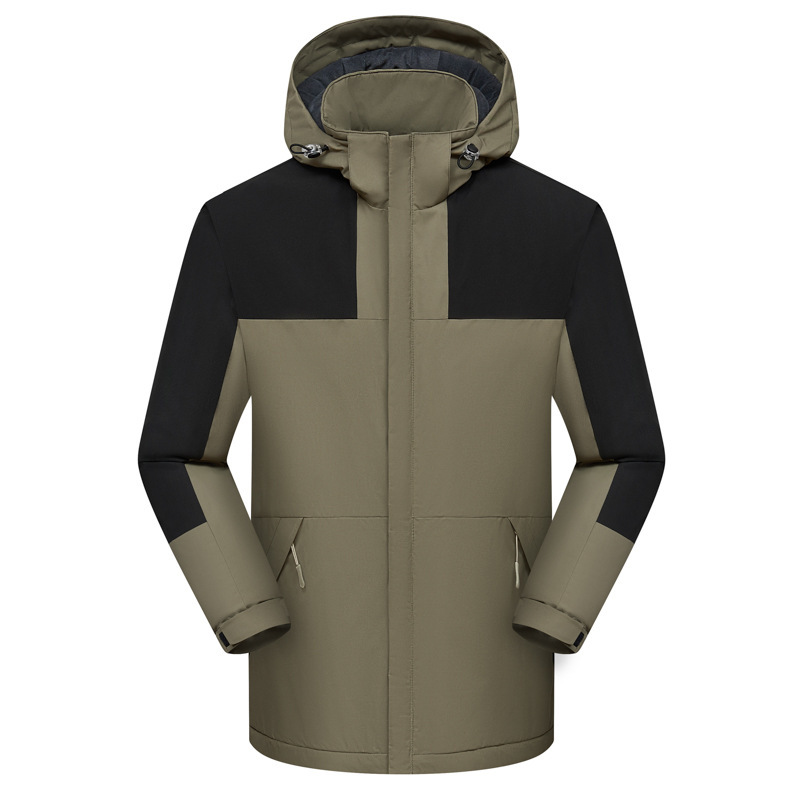 Abrigo de algodón acolchado forrado de lana para pareja para hombres y mujeres al aire libre sombrero desmontable impermeable color suelto a juego engrosado chaqueta súper suave al por mayor