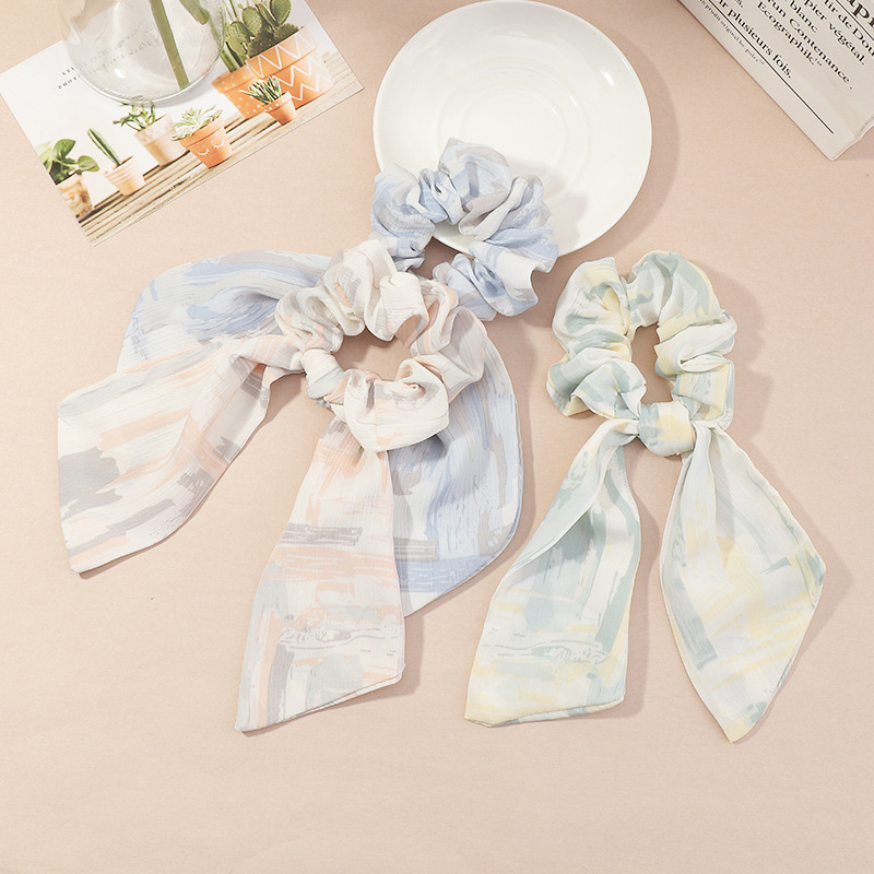 Korea Printing Bowknot Ribbon Hair Scrunchies display picture 3