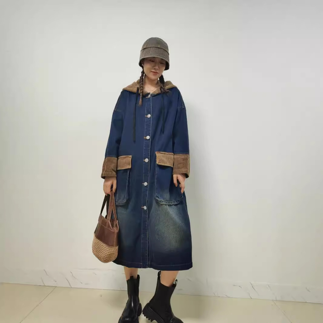 Retro denim autumn jacket