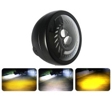 5.75寸漩涡摩托车LED前大灯哈雷复古大灯改装双色天使眼射灯