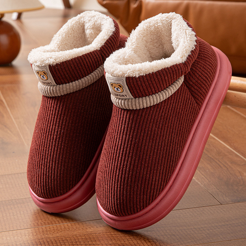 Pantuflas de Algodón de Caña Alta para Pareja de Pana y EVA Térmico para Casa para Invierno image 4