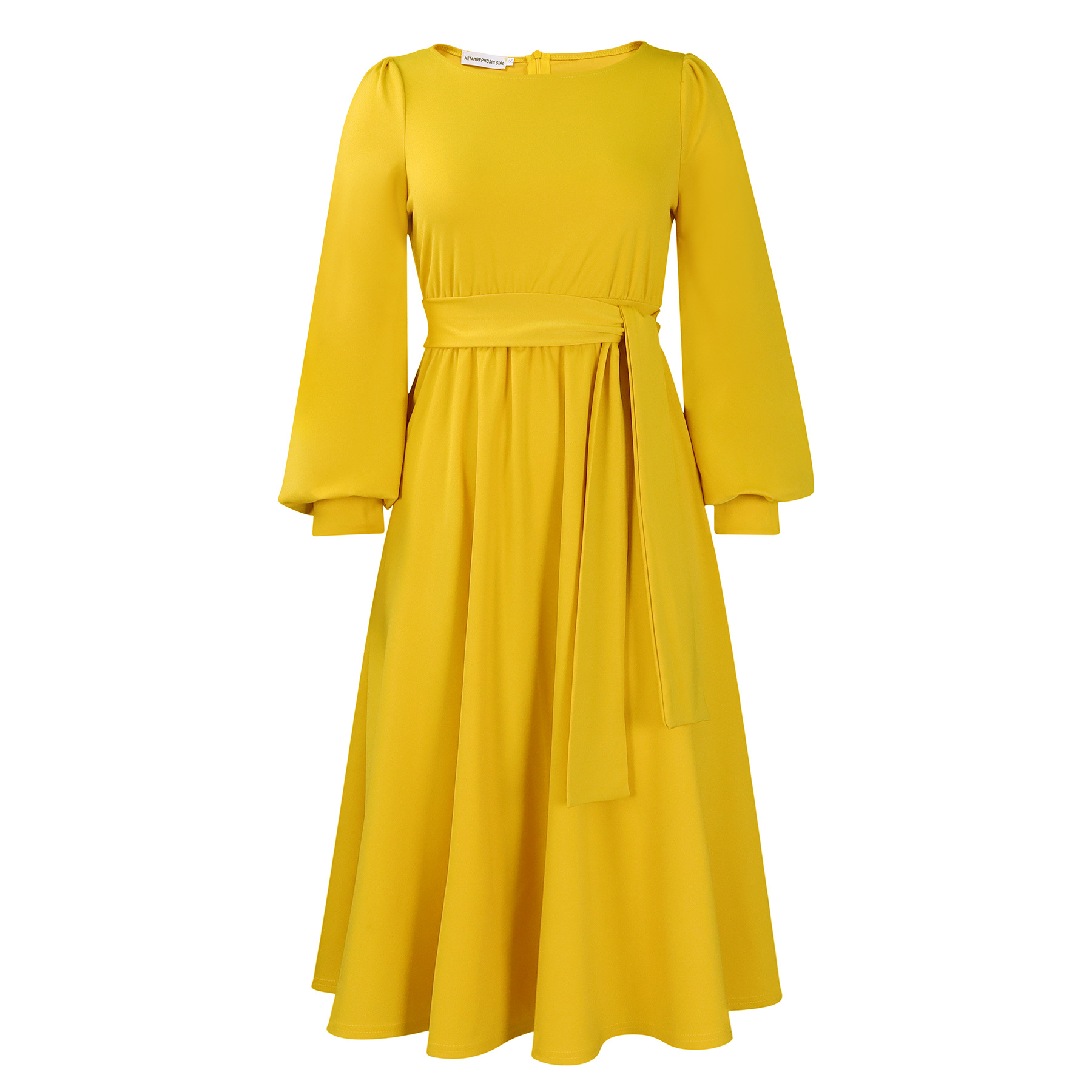 Women's Regular Dress Simple Style Round Neck Long Sleeve Solid Color Midi Dress Holiday Daily display picture 24