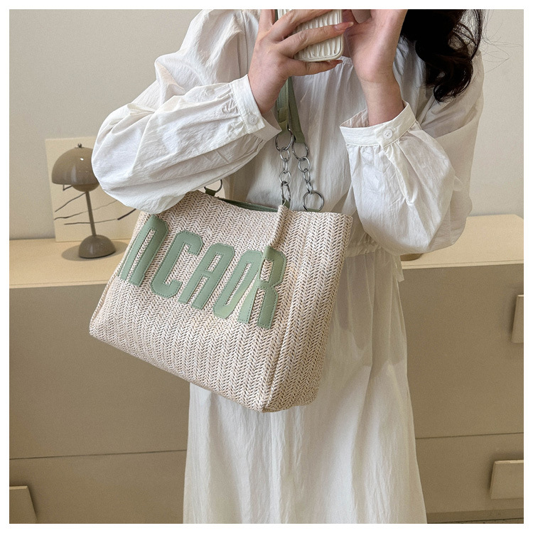 Large capacity fashion tote bag 2025 new style this year's popular woven single-shoulder bag underarm letter handbag wholesale undefined