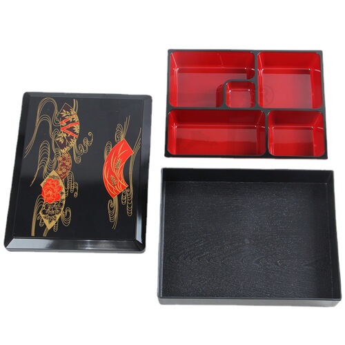 Regular temperature day-use medium-sized printed bento box restaurant canteen lunch box sushi box meal delivery box set meal rice box