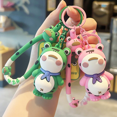 Internet celebrity lonely frog keychain creative cartoon three-dimensional soft plastic doll female bag pendant car pendant small gift