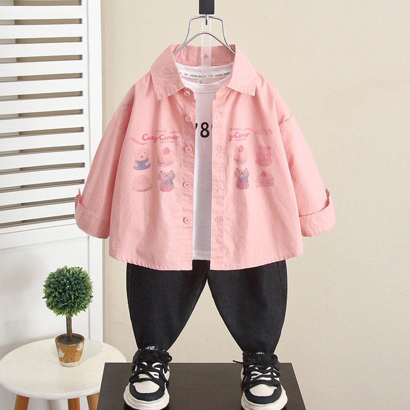 6264 Camisa delgada de otoño para niños Ropa para niños Primavera y otoño Camisa coreana de manga larga 2025 Nueva camisa para bebé