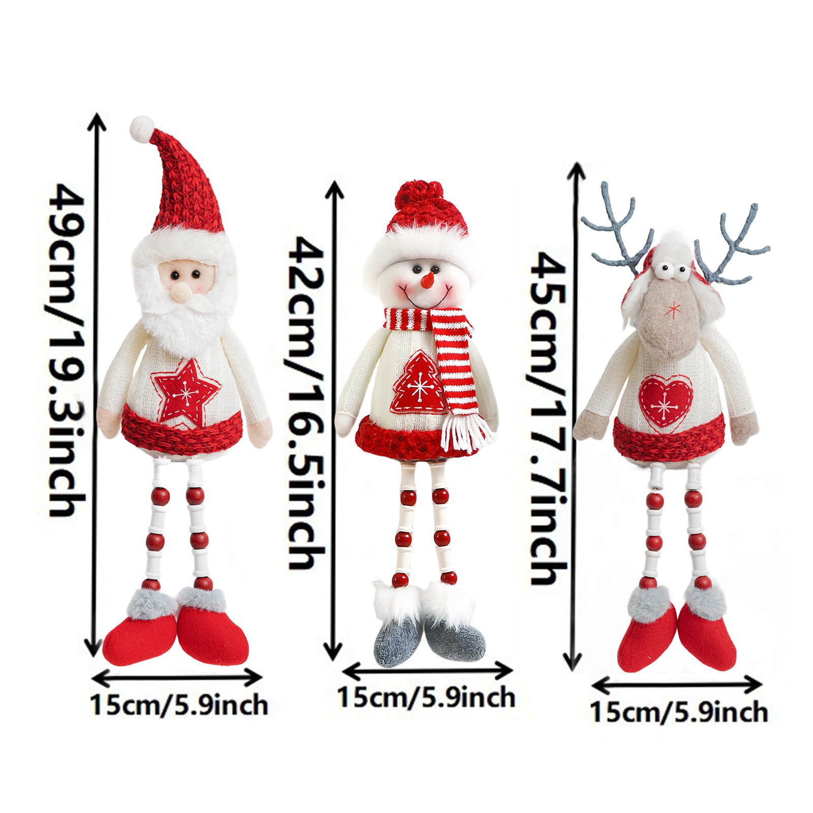 Navidad transfronteriza muñeca de nieve sentada Santa decoración muñeca de alce decoración muñeca de piernas largas navideñas