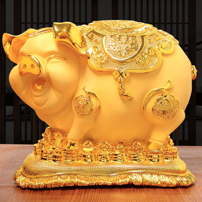 Golden Pig Ornaments Lucky Zodiac Pig Creative Piggy Bank Cute Home Living Room TV Cabinet Jewelry Resin Crafts Golden Pig Ornaments Lucky Zodiac Pig Creative Piggy Bank Cute Home Living Room TV Cabinet Jewelry Resin Crafts