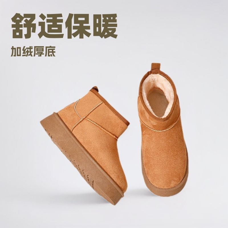 2025 New Women's Snow Boots for Export, Fleece-Lined, Warm, Platform Thick-Soled Slippers, Heelless Cotton Shoes for Women