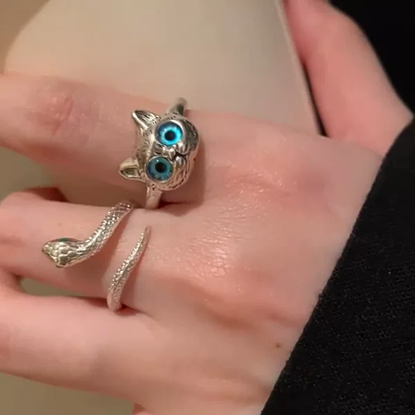 Cat Snake Ring Women's 2023 New Fashion Sexy Wind Finger Ring Elegant Cyber Popular Girlfriend Ring