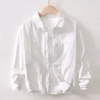 L952休闲苎麻夹克男棒球宽松男士外套青年男装秋季棉麻上衣男
