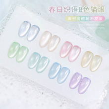 美甲春日织欲猫眼胶新款小灯泡玻璃珠猫眼指甲油胶美甲店专用批发