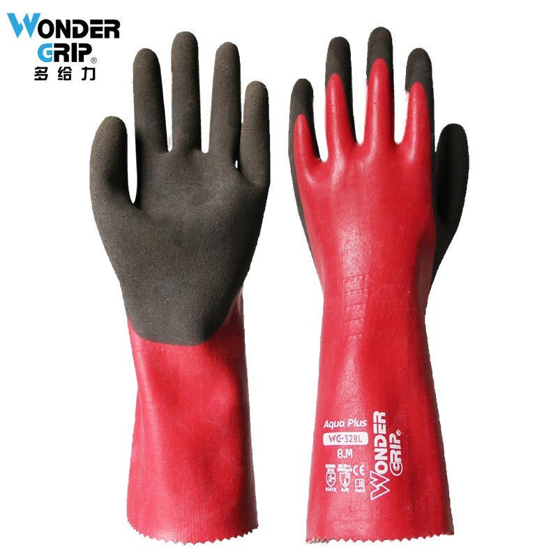 多给力 WG-328L（WonderGrip）全浸乳胶防水防化长款作业手套18针