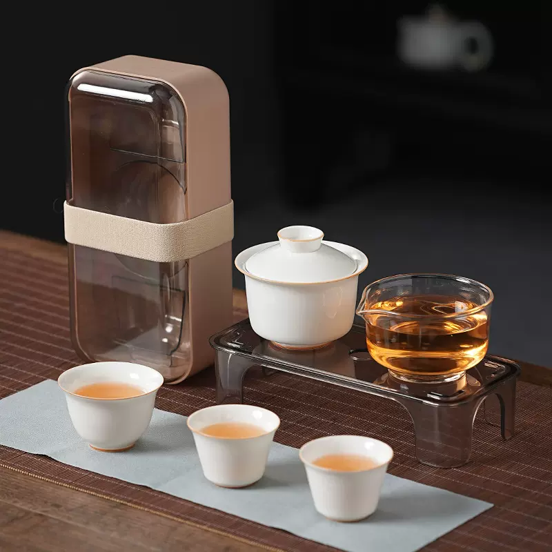 草木灰便携旅行茶具套装户外喝茶陶瓷快客杯商务活动伴手礼品logo