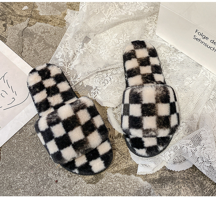 Autumn And Winter New Open Toe Celebrity Mesh Cotton Slippers Women S Fashion Indoor Home Fleece_voghion.com