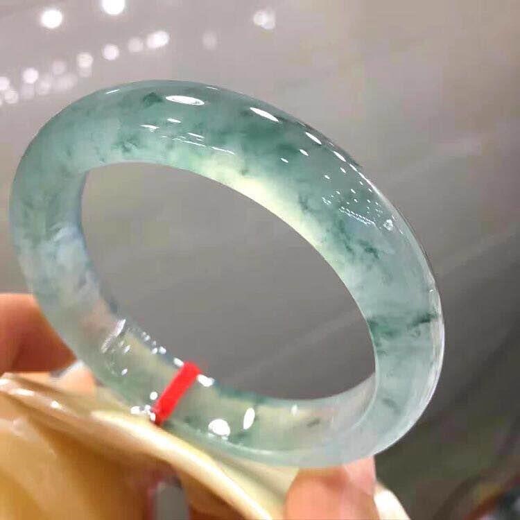 Authentic Purple Myanmar Ice-Type Jadeite Bracelet with Floral Patterns, Round Bar Design, Old Mine A-Grade Clear Water Genuine Imperial Concubine Jade Bracelet Pendant