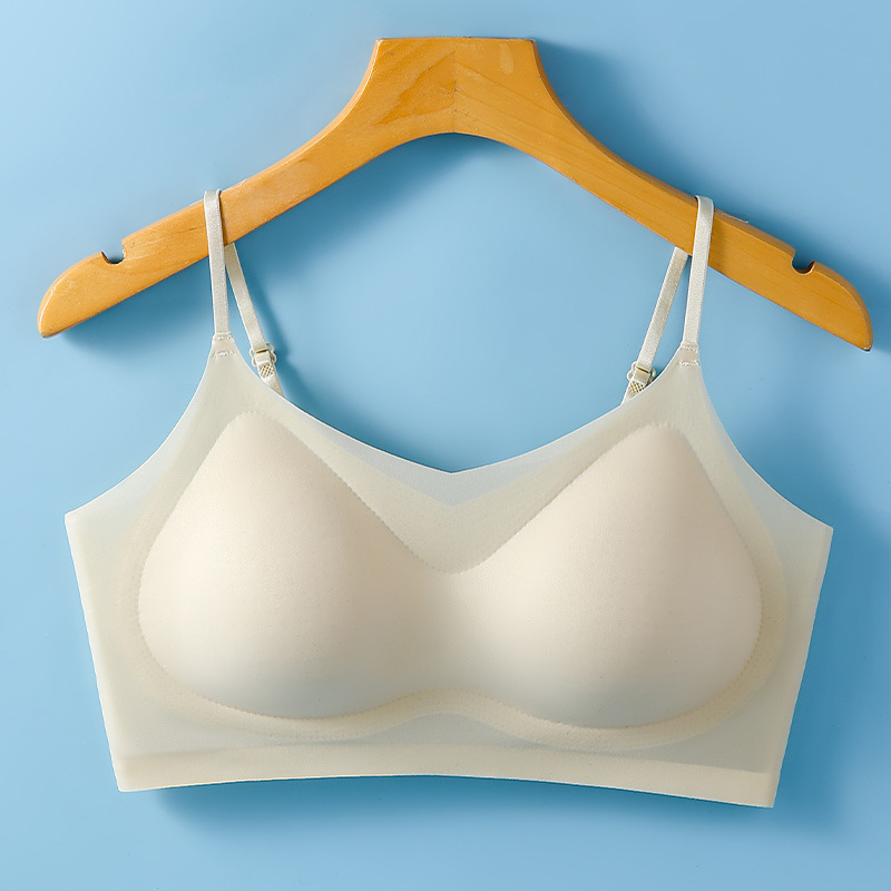 轻薄裸感美背吊带裹胸背心内衣女提拉上托固定杯无痕舒适睡眠文胸|undefined