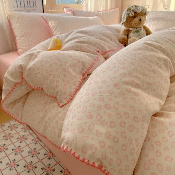 Shell edge double layer yarn-sweet leopard print【100% cotton, skin-friendly and naked sleep】
