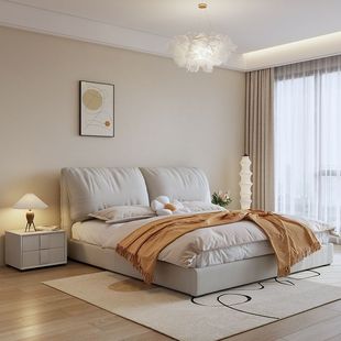 Cloth bed 1.8 m master bedroom double bed small apartment 1.5 m cream wind elephant ear soft bag wedding bed