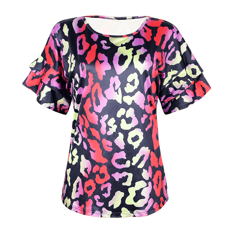 camiseta casual estampada de manga corta con cuello redondo NSZH52460