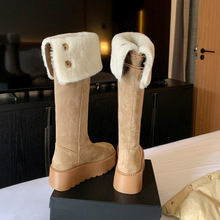 长靴子女过膝巨好看的保暖加绒2025爆新款冬季雪地靴东北松糕厚底