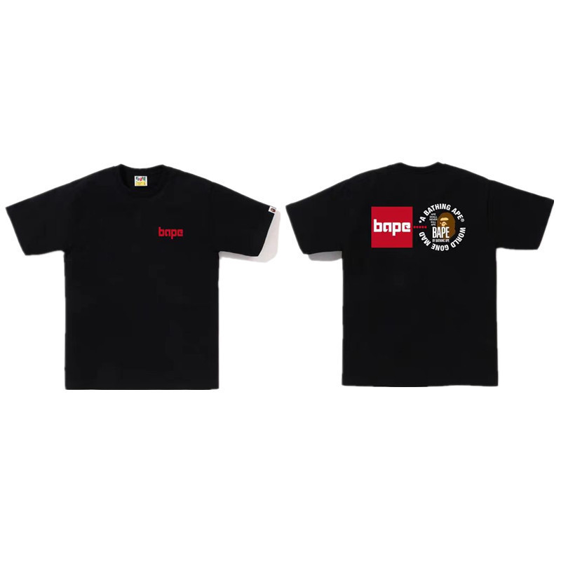 日系潮牌bape半袖寝猿迷彩猿人頭プリント夏tシャツカップルカジュアルスポーツ半袖ショートT|undefined