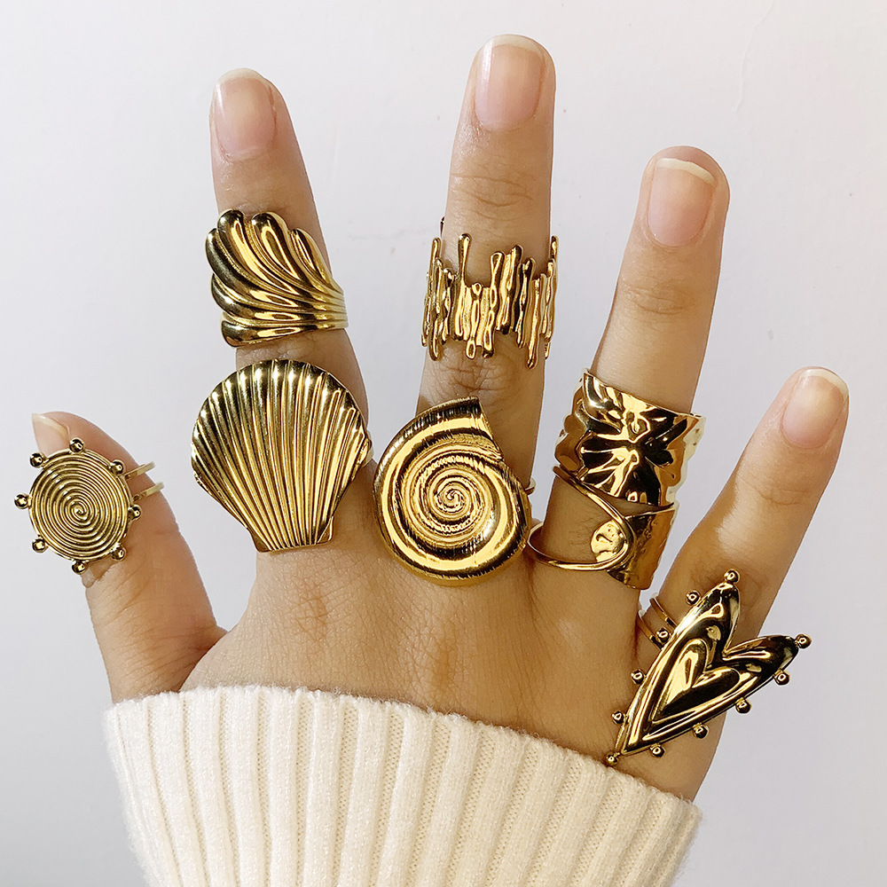5g Weight PVD Coated Gold Plating Process Real Gold Plated Plating Material Rings Classification One Size Ring Size 1 Piece Quantity Party, Street Occasion 304 Stainless Steel Material Geometric Pattern Women's Gender Exaggerated, Punk Style Waterproof Non Tarnish, Plating Craft PVD Coated Real Gold Plated Geometric 304 Stainless Steel Exaggerated Punk Waterproof Non Tarnish Rings 无
