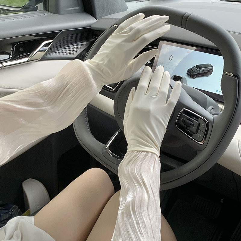 Mangas de hielo, mangas de seda de hielo, estilo fino de verano para mujer, guantes de brazo de ciclismo al aire libre, mangas de hielo integradas, mangas de protección solar