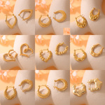 欧美不锈钢饰品油压耳环跨境耳环简约简约轻奢潮流钛钢复古耳环