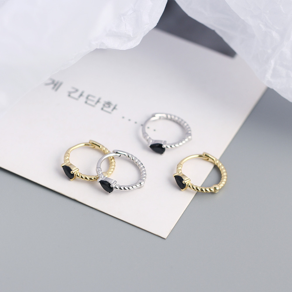 Yhe0317 S925 Sterling Silver Minimalist Geometric Twist Drop Ear Bucklewhite Fungus Nail Ear Jewelry display picture 8