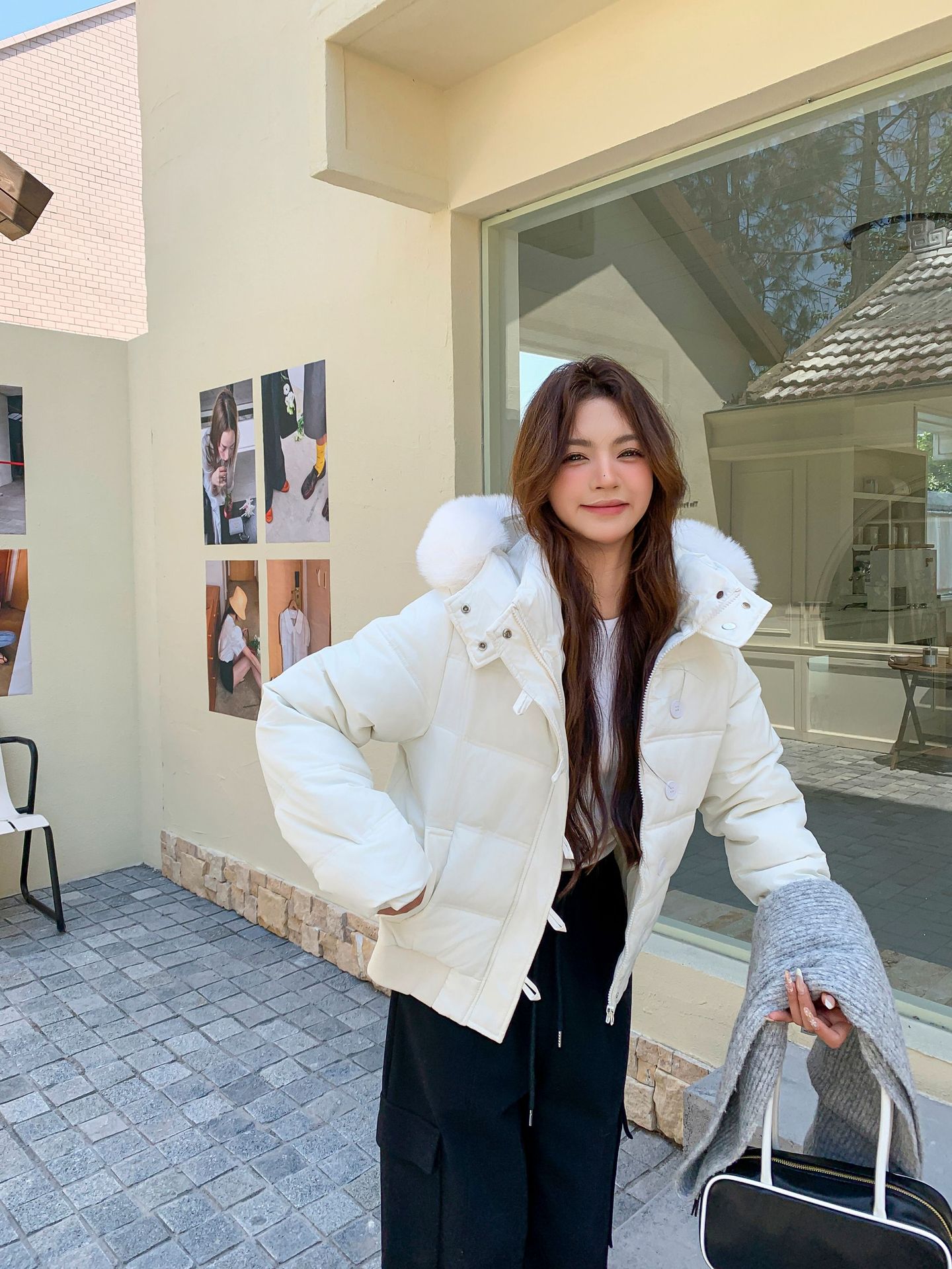 25 nuevo estilo coreano cuello puff encapuchado invierno ropa de algodón de pluma de invierno mujer nueva ropa de pan de invierno gruesa abrigo suelto image 8