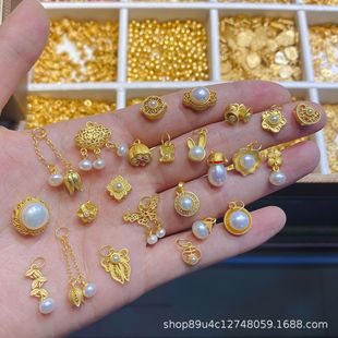 S925 Silver 24K Color-Preserving Handmade Beaded Rope DIY Accessories Pendant Ancient Gold and Silver Jewelry Pearl Accessories