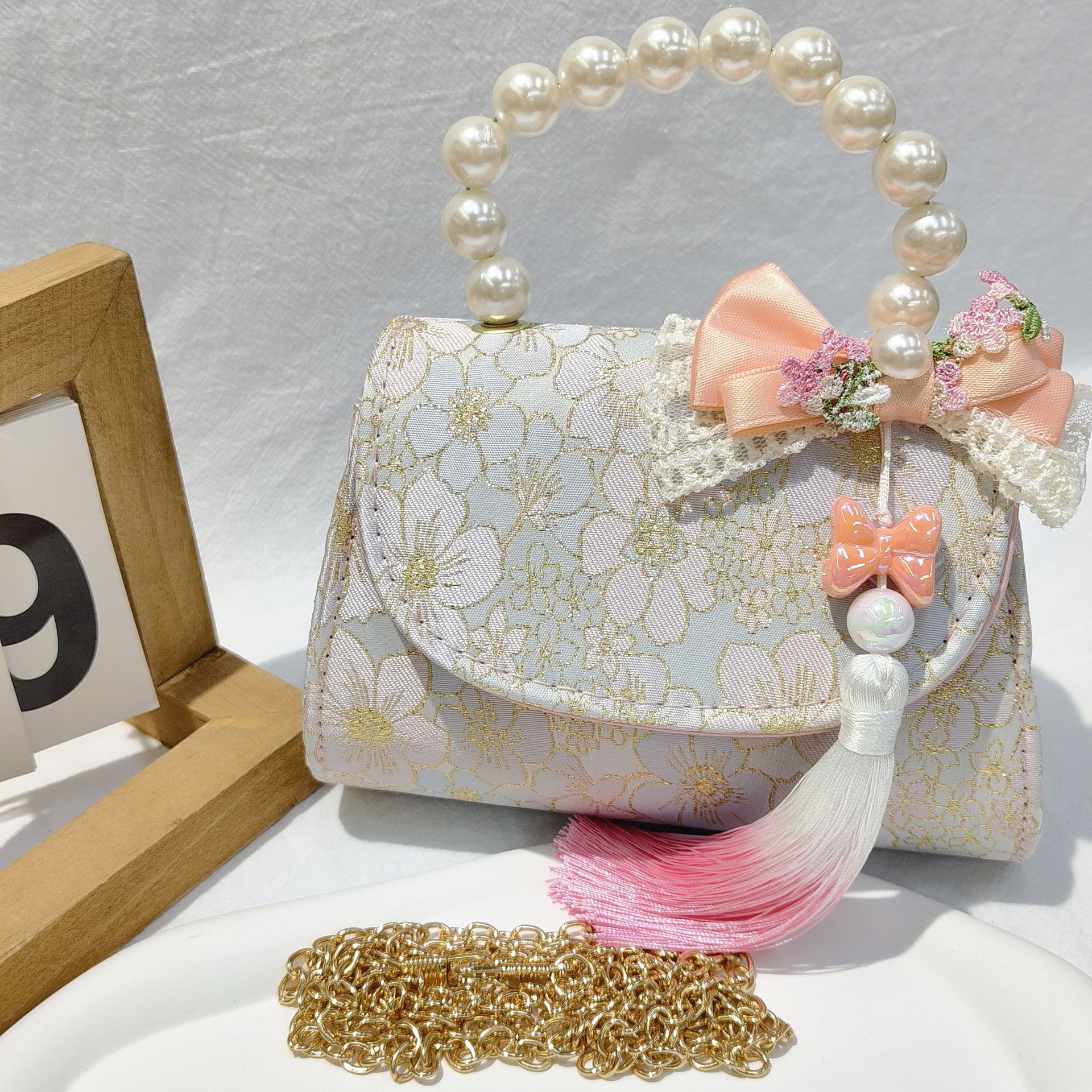 Bolso de arco para niños bolso de rosa de verano bolso de mochila para chicas bolso de princesa de perla pequeña bolsa de cambio de viento fragante