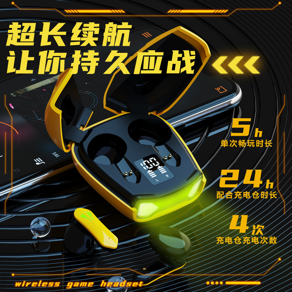 Transfronterizo caliente auricular Bluetooth x16 baja latencia dual-modo de juego de auriculares TWS fresco e-sports tijera puerta r06