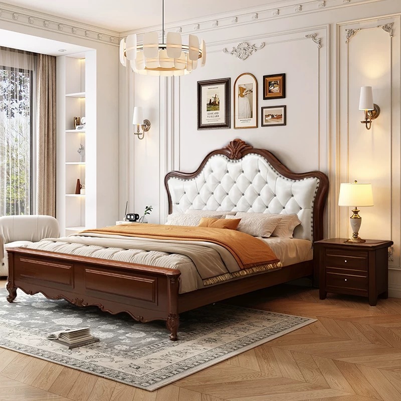 Dormitorio principal cama de madera maciza