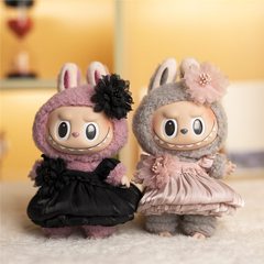 清仓17cm拉布布公仔穿婚纱娃衣花苞裙labubu娃娃礼服裙玩偶换装