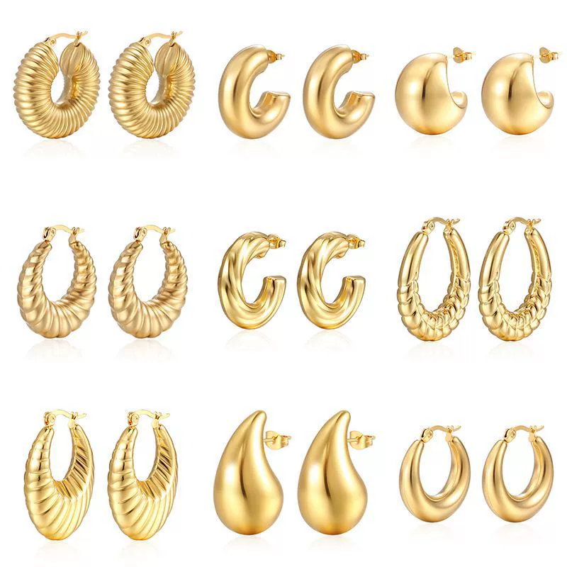 Серьги из нержавеющей стали, европейский стиль, 18 К, оптовая продажа