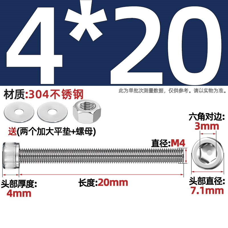 Винт шестигранный Tianzhuo Hardware M4*20