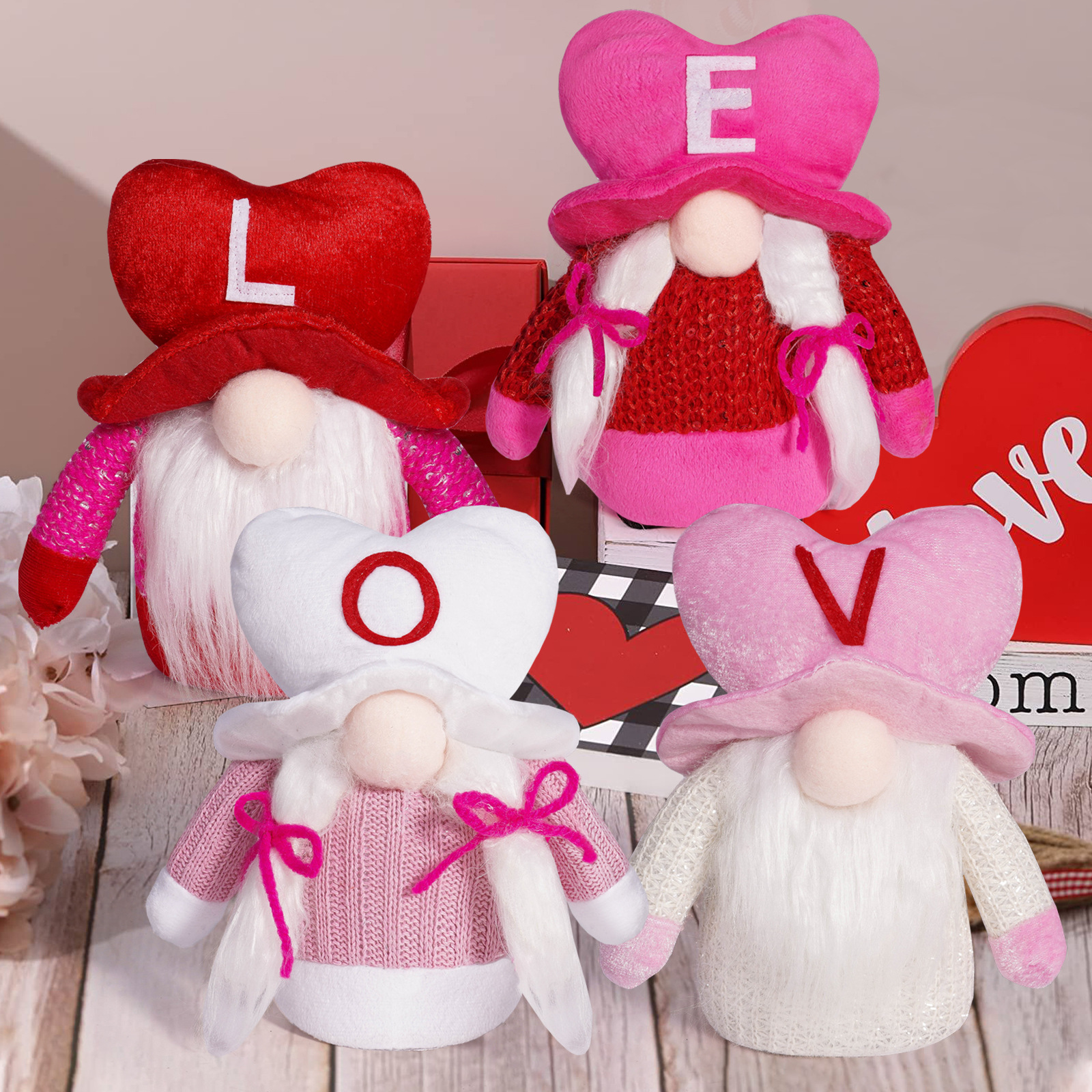 Nuevos productos transfronterizos de muñecas sin cara del día de San Valentín creativas LOVE Rudolph muñecas adorables decoraciones navideñas decoraciones