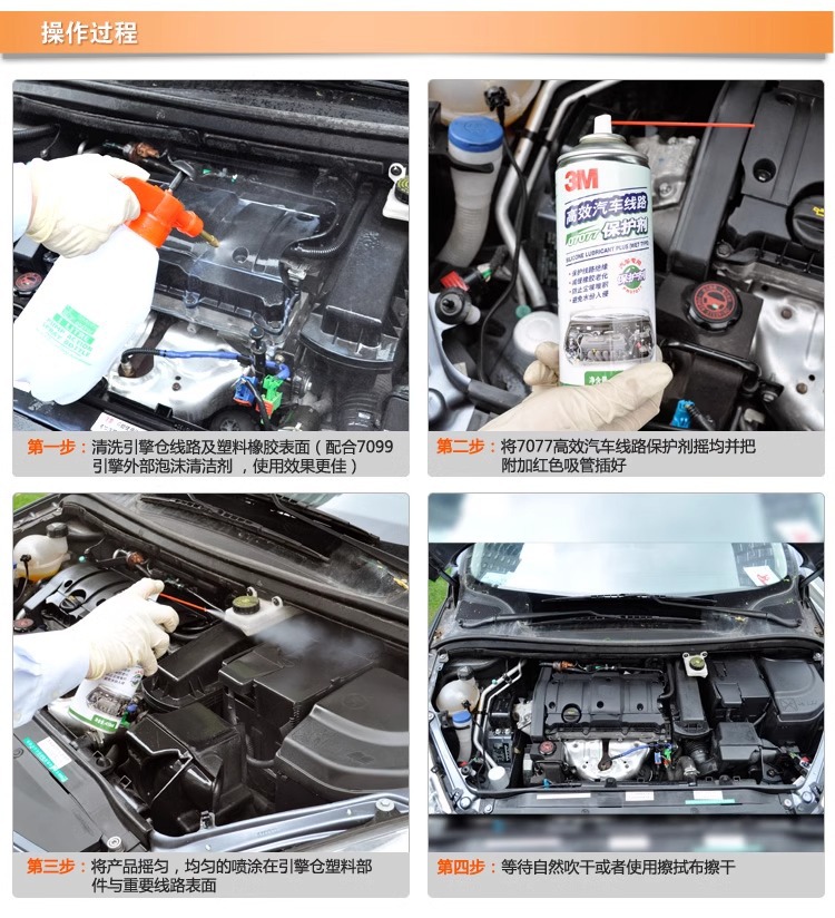 3M car line protector 7077 engine engine wiring harness maintenance engine room line cleaning sludge machine head water